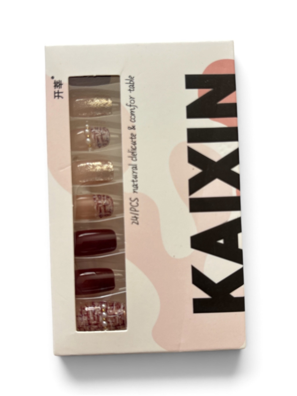 KAIXIN Press-On Nails One Size Red and Beige
